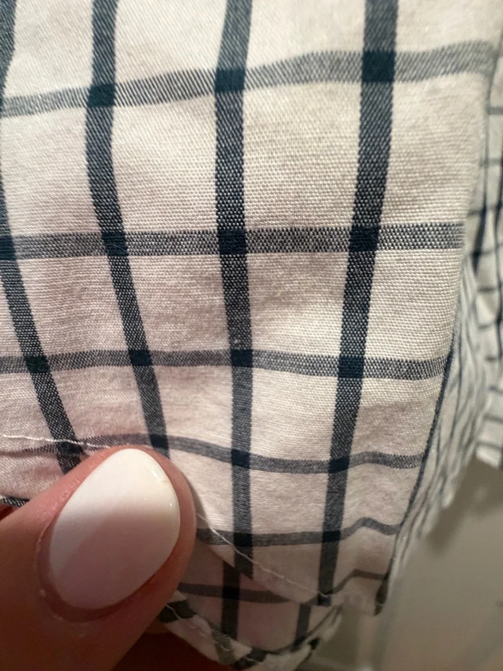 Size Medium J. Crew Men's White Shirt with Navy Windowpane Check
